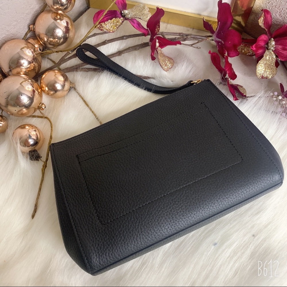 Cuyana Blck Leather Work Clutch • Zippered